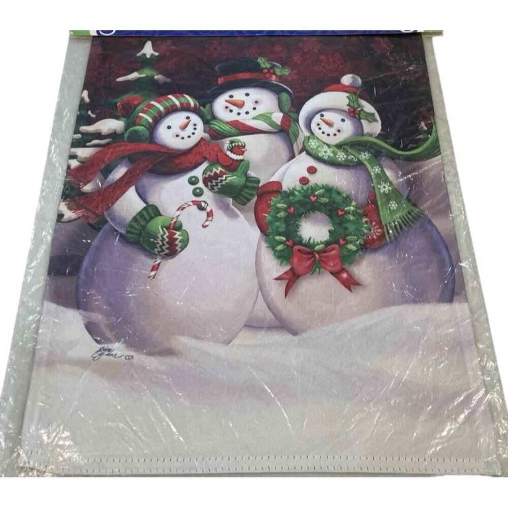 Snowman Family Christmas Garden Flag Holiday Party Banner Festive Winter Decor